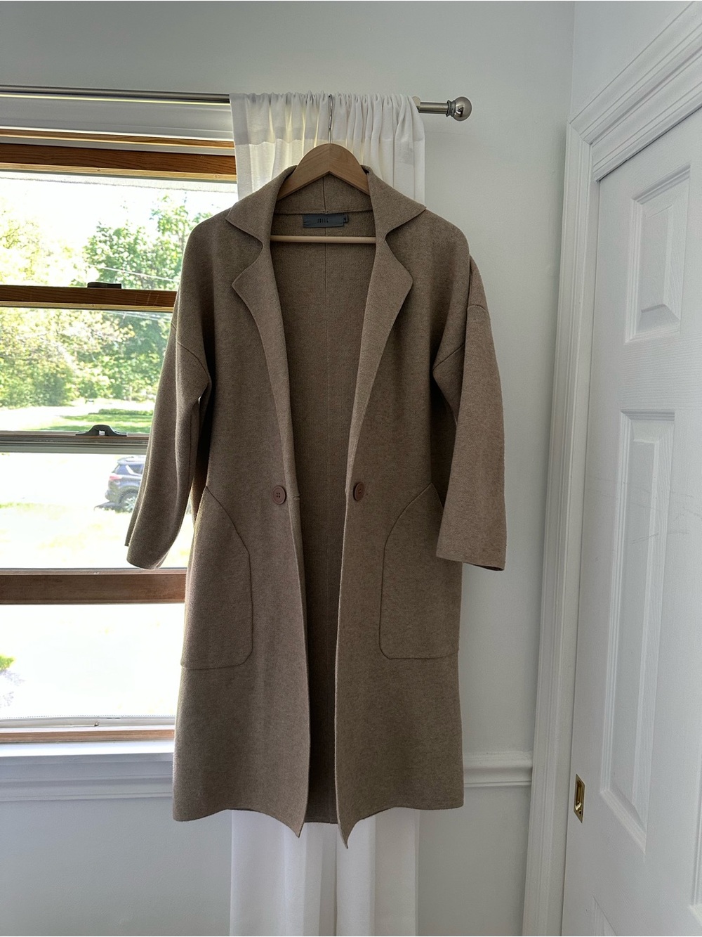 Jolie Taupe Open-Front Trench Coat